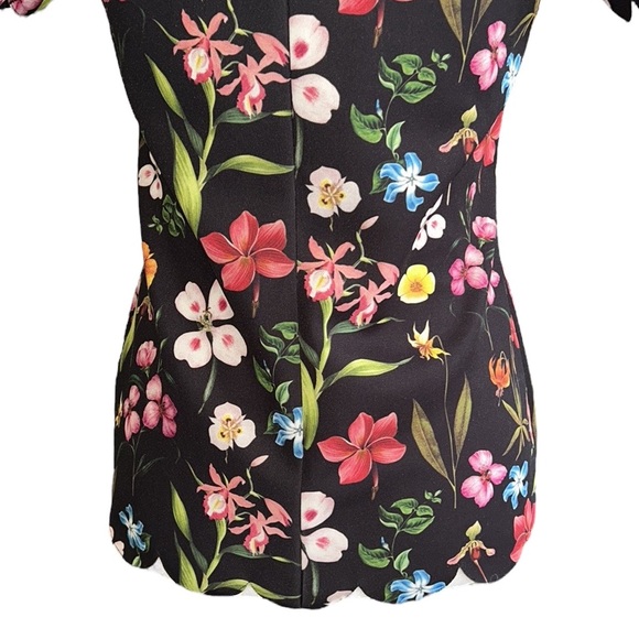 Ted Baker Emmalie Hampton Black & Multicolored Floral Scalloped Top - Small - Picture 12 of 16